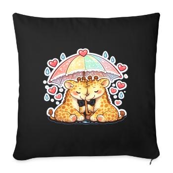 Cuddly giraffes under rainbow - Sofa pillowcase 17,3'' x 17,3'' (45 x 45 cm) - black - Front