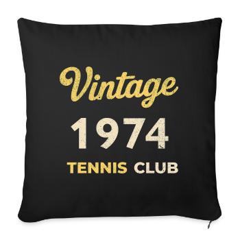 Cadeau d’anniversaire rétro vintage du Tennis Club 1974 - Housse de coussin décorative 45 x 45 cm - noir - Devant