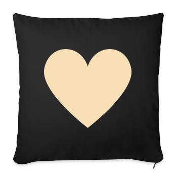 Beiges Herz - minimalistischer Look - Sofakissenbezug 45 x 45 cm - Schwarz - Vorne