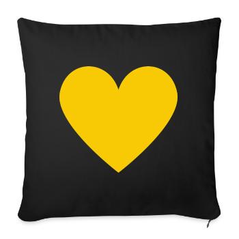 Gelbes Herz- minimalistischer Look - Sofakissenbezug 45 x 45 cm - Schwarz - Vorne