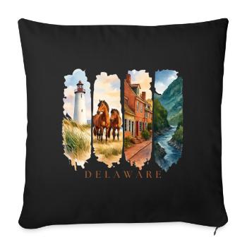 Delaware Vacation Travel – Coast & Lighthouse Motif - Sofa pillowcase 17,3'' x 17,3'' (45 x 45 cm) - black - Front