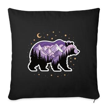 Mystic bear at night with mountains - Sofa pillowcase 17,3'' x 17,3'' (45 x 45 cm) - black - Front
