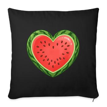 Cœur de pastèque - Housse de coussin décorative 45 x 45 cm - noir - Devant
