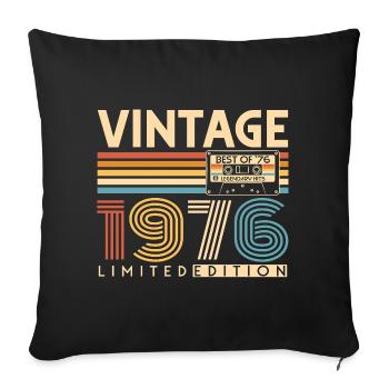 50 ans 50 ans 1976 Vintage Né - Housse de coussin décorative 45 x 45 cm - noir - Devant