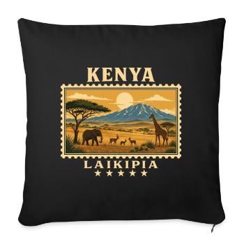 Marque de voyage vintage Kenya Laikipia - Housse de coussin décorative 45 x 45 cm - noir - Devant