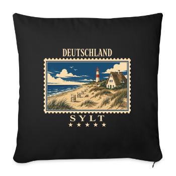 Deutschland Sylt Vintage Reisemarke - Sofakissenbezug 45 x 45 cm - Schwarz - Vorne