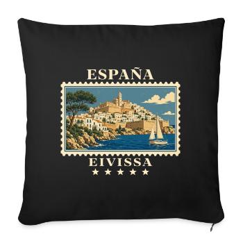 Spanien Eivissa Vintage Reisemarke - Sofakissenbezug 45 x 45 cm - Schwarz - Vorne