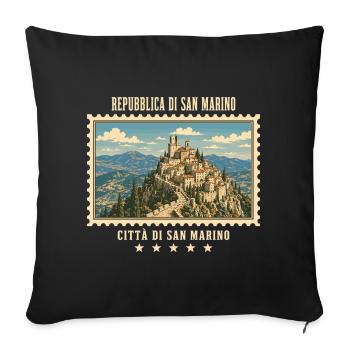 San Marino Città di San Marino Vintage Reisemarke - Sofakissenbezug 45 x 45 cm - Schwarz - Vorne