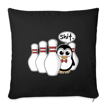 Pinguin im Kegel – Shit Moment Shirt - Sofakissenbezug 45 x 45 cm - Schwarz - Vorne