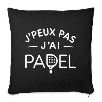 Padel Humour Cadeau Passionné de Raquette - Housse de coussin décorative 45 x 45 cm - noir - Devant