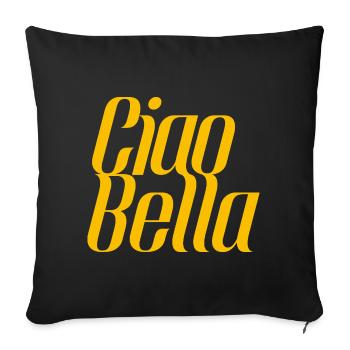 Ciao Bella Italy Saying – Minimal Typo Design - Sofa pillowcase 17,3'' x 17,3'' (45 x 45 cm) - black - Front