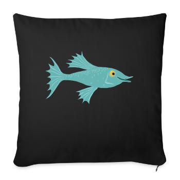 Fisch petrol - Sofakissenbezug 45 x 45 cm - Schwarz - Vorne