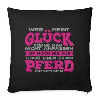 Glück Pferd - Sofakissenbezug 45 x 45 cm - Schwarz - Vorne