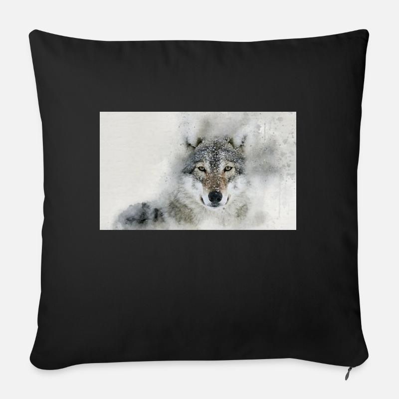 Wolf - Sofakissenbezug 45 x 45 cm - Schwarz