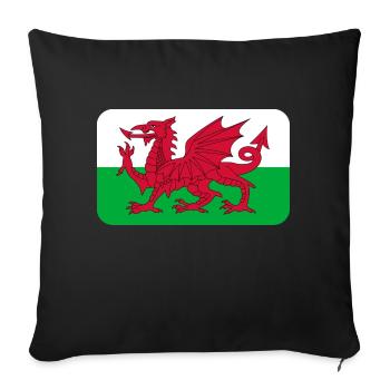 WALES FLAG round corner 400 dpi - Housse de coussin décorative 45 x 45 cm - noir - Devant