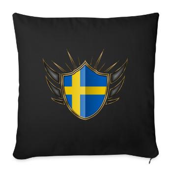 Suède Drapeau Gold Crest 014 - Housse de coussin décorative 45 x 45 cm - noir - Devant