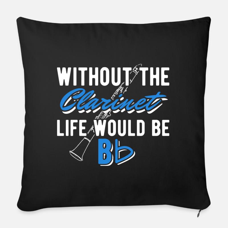clarinette - Housse de coussin décorative 45 x 45 cm - noir