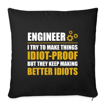 ENGINEERS - we save the world - Sofa pillowcase 17,3'' x 17,3'' (45 x 45 cm) - black - Front