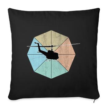 hélicoptère - Housse de coussin décorative 45 x 45 cm - noir - Devant