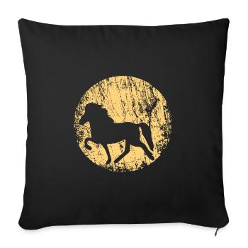 Icelandic Horse : Cheval de cheval de l’Islande Pony Merch - Housse de coussin décorative 45 x 45 cm - noir - Devant