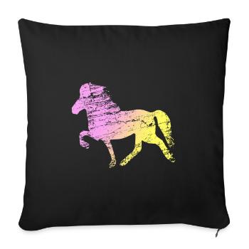 Icelandic Horse : Cheval de cheval de l’Islande Pony Merch - Housse de coussin décorative 45 x 45 cm - noir - Devant