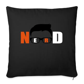 nerd funny logo - Sofa pillowcase 17,3'' x 17,3'' (45 x 45 cm) - black - Front