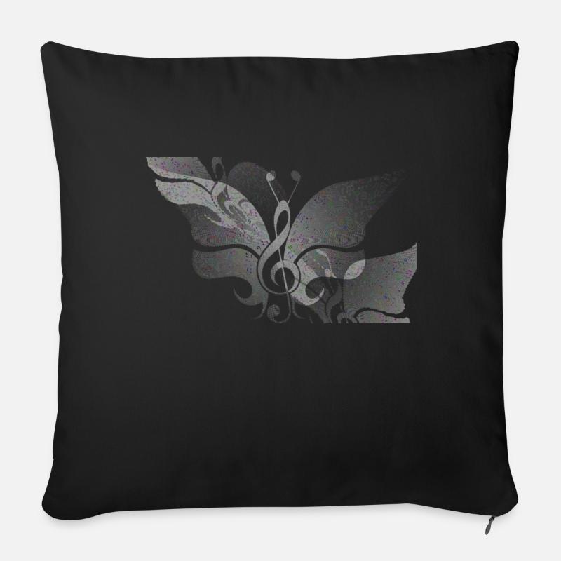 Musik Schmetterling6 - Sofakissenbezug 45 x 45 cm - Schwarz