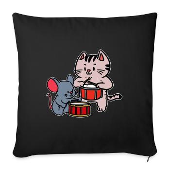Musicians Mouse Drummer Kids Toddler Cat - Sofa pillowcase 17,3'' x 17,3'' (45 x 45 cm) - black - Front