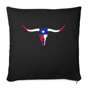 texas longhorn skull / Rinderschädel (3c) - Sofa pillowcase 17,3'' x 17,3'' (45 x 45 cm) - black - Front