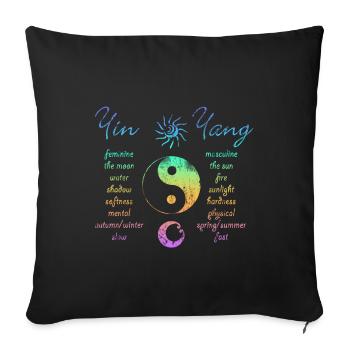 T-Shirt Yin Yang Rainbow - Sofa pillowcase 17,3'' x 17,3'' (45 x 45 cm) - black - Front