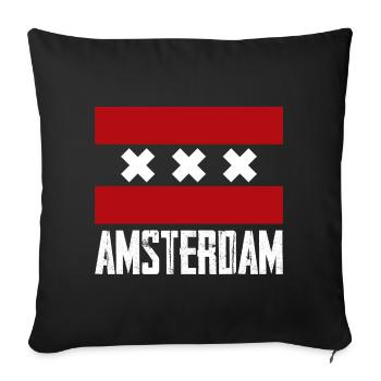 Amsterdam X Striped Emblem - Sofa pillowcase 17,3'' x 17,3'' (45 x 45 cm) - black - Front