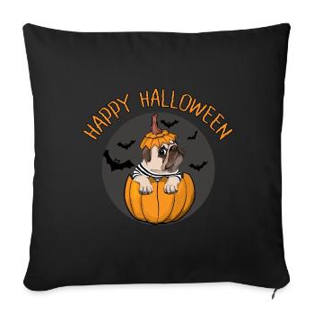 happy Halloween mops - Housse de coussin décorative 45 x 45 cm - noir - Devant