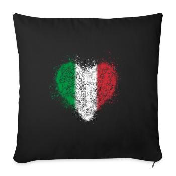 Coeur drapeau italien vintage - Housse de coussin décorative 45 x 45 cm - noir - Devant