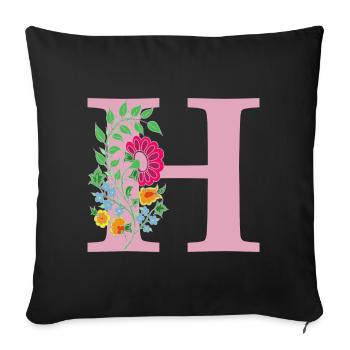 fleur 12 rouge avec h - Housse de coussin décorative 45 x 45 cm - noir - Devant