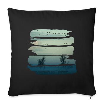 Neblige Landschaft mit Vögeln, Bäumen, Pferden - Sofakissenbezug 45 x 45 cm - Schwarz - Vorne