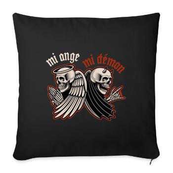 mi ange mi démon squelette - Housse de coussin décorative 45 x 45 cm - noir - Devant