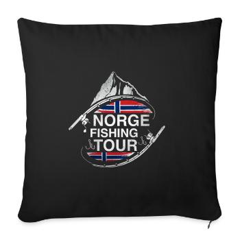 Norge Fishing Tour - Sofa pillowcase 17,3'' x 17,3'' (45 x 45 cm) - black - Front
