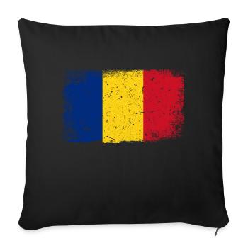 Drapeau roumain - Housse de coussin décorative 45 x 45 cm - noir - Devant