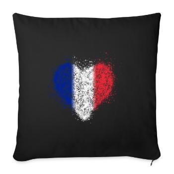 Coeur France Drapeau Vintage - Housse de coussin décorative 45 x 45 cm - noir - Devant