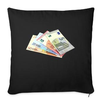 Money. Euro banknotes - Sofa pillowcase 17,3'' x 17,3'' (45 x 45 cm) - black - Front