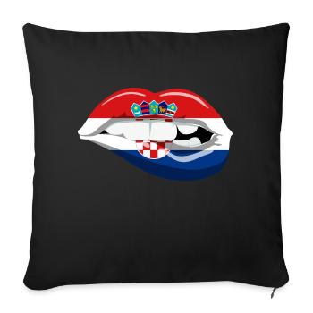 Croatie drapeau lèvres Adria Zagreb patrie croate - Housse de coussin décorative 45 x 45 cm - noir - Devant