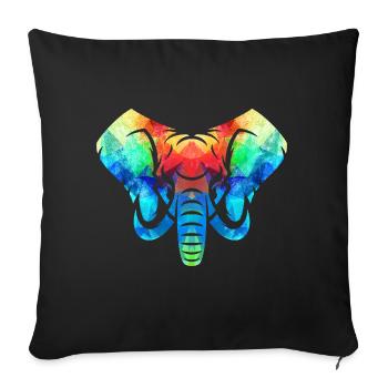 Colorful elephant - Sofa pillowcase 17,3'' x 17,3'' (45 x 45 cm) - black - Front