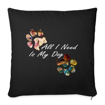 Paw prints dog paws paws dogs - Sofa pillowcase 17,3'' x 17,3'' (45 x 45 cm) - black - Front