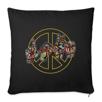 Love Peace - with sign language BACKPRINT - Sofa pillowcase 17,3'' x 17,3'' (45 x 45 cm) - black - Front