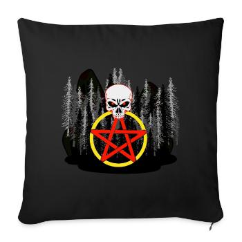 Pentagramme Forêt Désert Crâne Horreur Satanique - Housse de coussin décorative 45 x 45 cm - noir - Devant