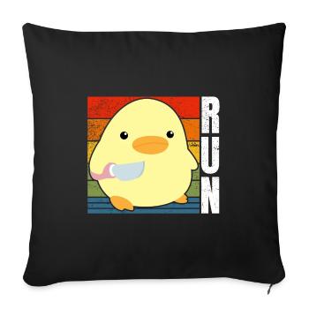 Racing Run Duck with Knife Meme Funny Saying Fun - Sofa pillowcase 17,3'' x 17,3'' (45 x 45 cm) - black - Front