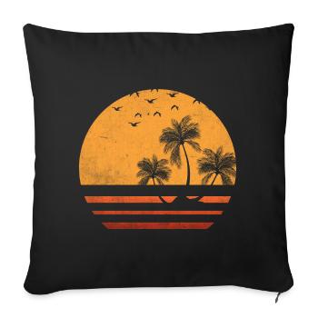 Palm Sunset Silhouette - Sofa pillowcase 17,3'' x 17,3'' (45 x 45 cm) - black - Front