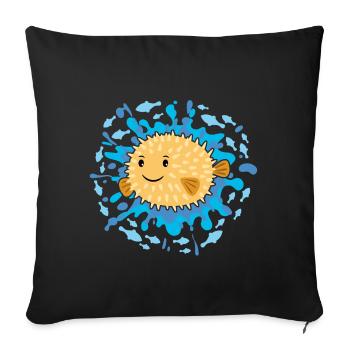 Sweet little puffer fish - Sofa pillowcase 17,3'' x 17,3'' (45 x 45 cm) - black - Front