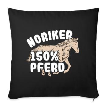 150% Pferd Reiter Reitsport Noriker - Sofakissenbezug 45 x 45 cm - Schwarz - Vorne