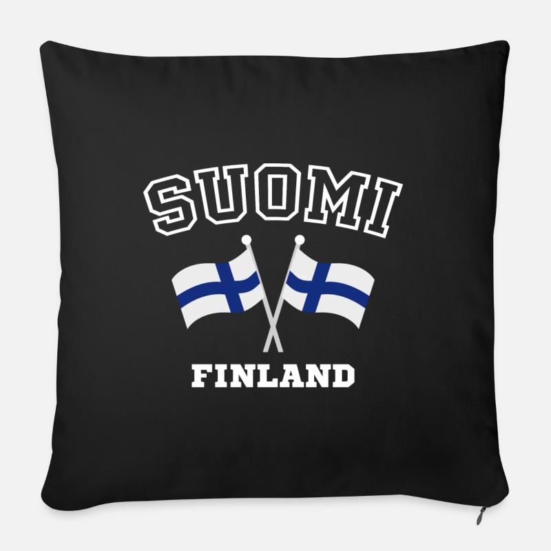 Suomi Finlande - Housse de coussin décorative 45 x 45 cm - noir